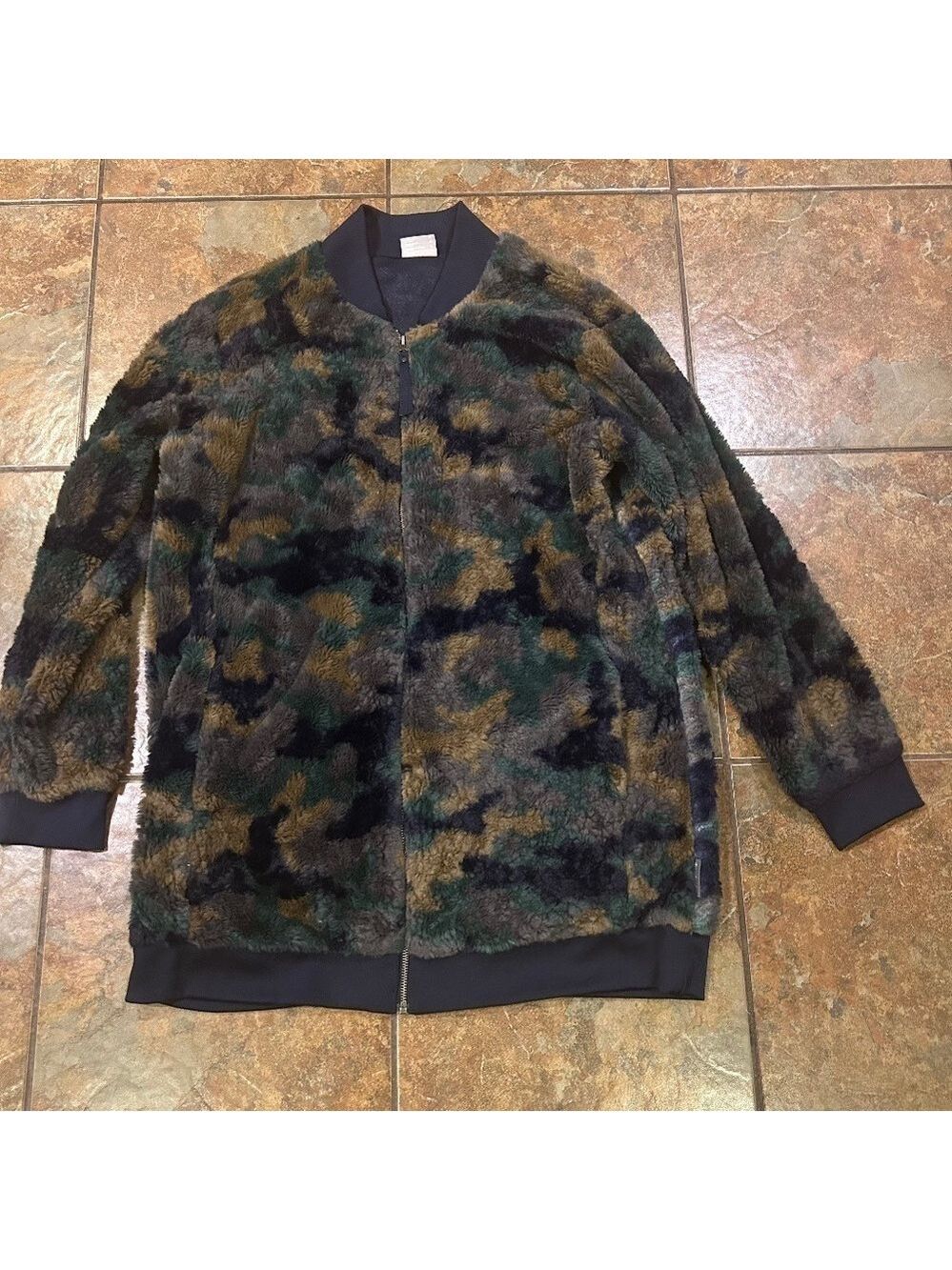 Columbia Women’s Bundle Up Camo Fleece Full Zip Long Jacket Sz XL Blue Green